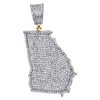 10K Yellow Gold Real Diamond Georgia Map Pendant 1.60" Men's Pave Charm 1.02 CT.