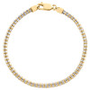 bracelet de perles de glace taille diamant en or blanc jaune 10 carats bicolore de 3,50 mm 8-9 pouces