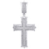 14K White Gold Real Diamond Dome Tier Cross Pendant 2" Men's Pave Charm 1/2 CT.