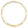 10K Yellow Gold 4mm Diamond Cut Hollow Fiagro Link Bracelet / Anklet 7-10 Inches