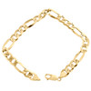 10K Yellow Gold 8mm Plain Hollow Fiagro Link Bracelet Lobster Clasp 8-9 Inches