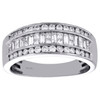 14K White Gold Baguette & Princess Cut Diamond Mens Wedding Band 1.28 CT.