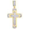 10K Yellow Gold Diamond Cross Dome Pendant 1.45" Men's Tier Pave Charm 1/4 CT