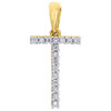 10K Yellow Gold Diamond Initial T Block Letter Pendant 1" Unisex Charm 0.04 CT.