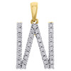 10K Yellow Gold Diamond Initial W Block Letter Pendant 1" Unisex Charm 0.11 CT.