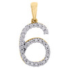 10K Yellow Gold Genuine Diamond Number # 6 SIX Pendant 1" Unisex Charm 0.07 CT.