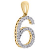 10K Yellow Gold Genuine Diamond Number # 6 SIX Pendant 1" Unisex Charm 0.07 CT.