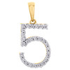 10K Yellow Gold Genuine Diamond Number # 5 FIVE Pendant 1" Unisex Charm 0.07 CT.