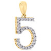 10K Yellow Gold Genuine Diamond Number # 5 FIVE Pendant 1" Unisex Charm 0.07 CT.