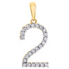 10K Yellow Gold Genuine Diamond Number # 2 TWO Pendant 1" Unisex Charm 0.06 CT.