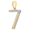 10K Yellow Gold Genuine Diamond Number # 7 SEVEN Pendant 1" Unisex Charm 0.04 CT