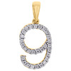 10K Yellow Gold Genuine Diamond Number # 9 NINE Pendant 1" Unisex Charm 0.08 CT.