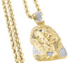 Diamond Mini Egyptian Pharaoh King Tut Pendant 0.40 Ct. 10k Yellow Gold Charm
