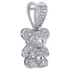 10K White Gold Real Diamond Teddy Bear Pendant 0.90" Ladies Pave Charm 1/4 CT.