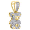 10K Yellow Gold Real Diamond Teddy Bear Pendant 0.90" Ladies Pave Charm 1/4 CT.