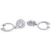 14K White Gold Ladies Princess Cut Diamond Dangle Hoop Earrings Double Halo 1 Ct