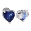 Created Blue Sapphire Heart Earrings Ladies .925 Sterling Silver Studs 2 Tcw.