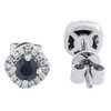 Diamond Solitaire Blue Sapphire Earrings Ladies 14K White Gold Halo Design Studs