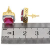 Diamond Earrings 10K Yellow Gold Square Created Ruby Fashion Studs 0.18 Ct.