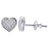 10K White Gold Round Pave Diamond Ladies Heart Stud Earrings 0.10 Ct.
