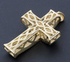 Diamond Mini Princess Cut Domed Cross Pendant 10K Yellow Gold Charm 0.79 Ct.