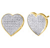 10K Yellow Gold Diamond Heart Studs Ladies 13.80mm Earrings Pave Set 1/4 Ct.