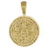 10K Yellow Gold Yellow Diamond Cross Cirlce Medallion Pendant Charm Pave 0.96 CT
