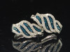 Blue Diamond Huggies Ladies 10K White Gold Round Pave Hoop Earrings 1/3 Tcw.