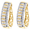 10K Yellow Gold Tapered Baguette Diamond Oval Hinged Hoop Dome Earrings 1.50 CT.