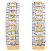 10K Yellow Gold Tapered Baguette Diamond Oval Hinged Hoop Dome Earrings 1.50 CT.