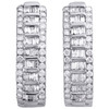 10K White Gold Tapered Baguette Diamond Oval Hinged Hoop Dome Earrings 1.50 CT.