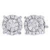 10K White Gold Diamond Flower Studs 7.70mm Cluster Circle Earrings 0.50 Ct.