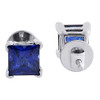 Created Blue Sapphire Square Earrings Ladies .925 Sterling Silver Studs 2 Tcw.