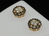 Brown Diamond Flower Studs Ladies 14K Yellow Gold Round Cut Design Earrings 1 Ct