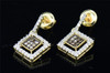 Brown Diamond Square Earrings Ladies 10K Yellow Gold Round Cut Danglers 1/2 Tcw.