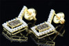 Brown Diamond Square Earrings Ladies 10K Yellow Gold Round Cut Danglers 1/2 Tcw.