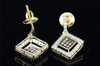 Brown Diamond Square Earrings Ladies 10K Yellow Gold Round Cut Danglers 1/2 Tcw.