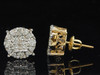 Ladies 14K Yellow Gold Princess Cut Halo Set Diamond Studs Earrings 1.50 Ct.