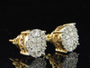 Ladies 14K Yellow Gold Princess Cut Halo Set Diamond Studs Earrings 1.50 Ct.