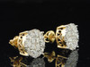 Diamond Earrings Ladies 14K Yellow Gold Princess Round Cut Studs 2 Tcw.
