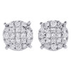 14K White Gold Princess Diamond Soleil Collection Circle Stud Earrings 0.50 Ct.