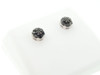 Black Diamond Flower Earrings 10K White Gold Round Design Studs 0.41 Tcw.
