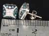 Blue Diamond Studs 10K White Gold Round Pave Square Design Earrings 1/2 Tcw.