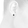 .925 Sterling Silver Black Solitaire Diamond Studs Mini 4.10mm Earrings 0.75 Ct.