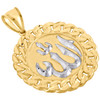 10K Yellow Gold Islamic Allah Arabic Miami Cuban Border 1.75" Medallion Charm