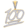 10K Yellow Gold Real Diamond 100 Emoji Logo Pendant 1.75" Mens Pave Charm 1 CT.