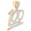 10K Yellow Gold Real Diamond 100 Emoji Logo Pendant 1.75" Mens Pave Charm 1 CT.