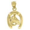 10K Yellow Gold Horse Pendant 0.95" Horseshoe Charm