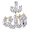 10K Yellow Gold Baguette Diamond Islamic Allah Pendant Invisible Charm 3.55 CT.