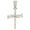 10K Yellow Gold Real Diamond Nail Cross Designer Pendant 2.1" Mens Charm 1.83 CT